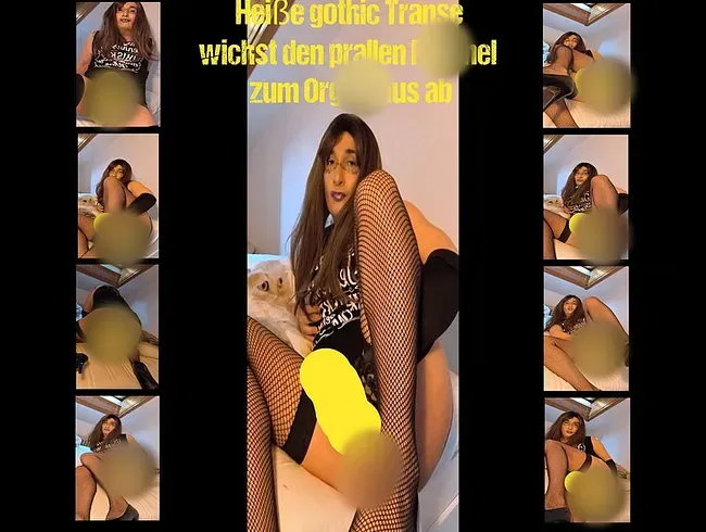 Heiße gothic Transe wichst den prallen Pimmel zum Orgasmus ab - DivyStylez Anal Video