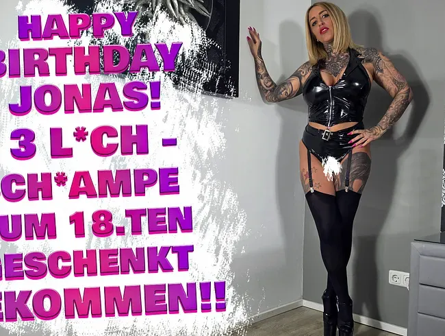 Happy Birthday Jonas! 3-Loch Schlampe zum 18.ten geschenkt bekommen!!! - QueenParis Anal Video