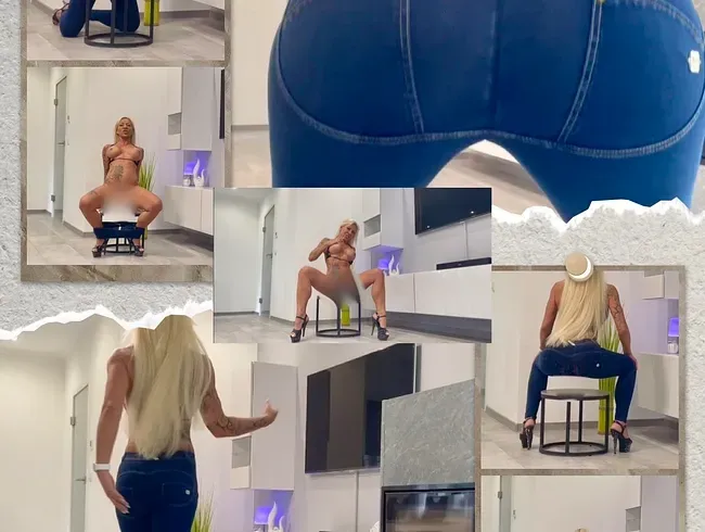 Knallenge Jeans, Plug im Arsch und dabei das Dildogeschenk vom User getestet - Sharon-Privat
